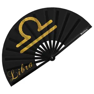 Libra Rave Bamboo Folding Hand Fan / Clack Fan - Large - Zodiac Collection