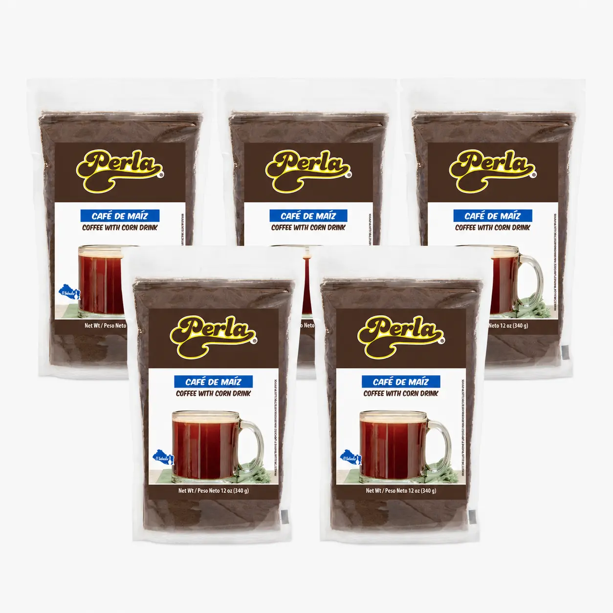 Perla Coffee with Corn Drink Mix (Cafe de Maiz) 12 oz, PACK OF  5