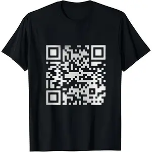 Funny FU QR Code T-Shirt Black Cotton Crew Neck Short Sleeve Casual Graphic Tee for Men Comfortable Versatile Everyday Wear Soft Stylish Streetwear Top