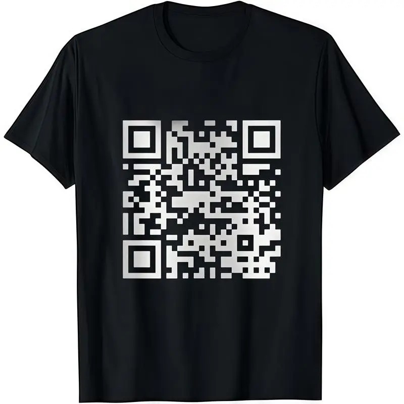 Women's Soft Cotton Crew Neck Short-Sleeve Black T-Shirt, FU QR Code Graphic, Casual Streetwear Top