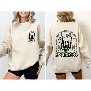 Motherhood Rocks, Mother's Day, Skeleton, Trend Sweatshirt, Women's Crew Neck, Crewneck
