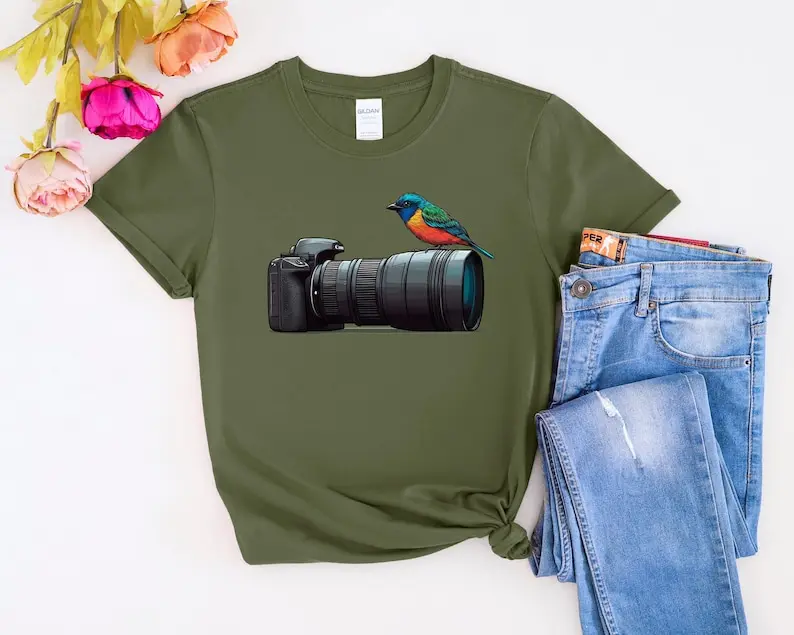 Bird Photography Wildlife T-Shirt, Bird Watching Tee, Nature Lover Gift, Birdwatcher Shirt, Photography Gift