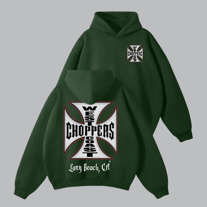 West Coast Choppers Hoodie – Vintage Motorcycle Club Hoodie, Long Beach CA Biker Pullover, Retro Streetwear for Men & Women