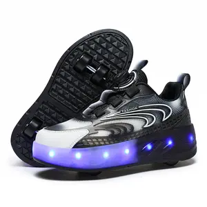 USB Rechargeable Disco LED Light Up Roller Skates for Kids, High Colorful Design