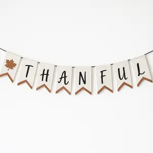 Thankful Burlap Canvas Banner for Thanksgiving Decor