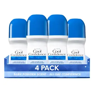 Cool Confidence Baby Powder Roll-On Anti-Perspirant Deodorant for Women Pack of 4 (2.6 fl oz / 75ml Each) | 24-Hour Odor Protection | Powdery Floral