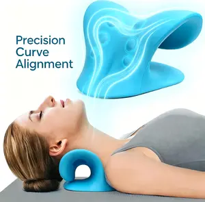 Neck Support Pillow for Daily Stretching – Ergonomic Neck & Shoulder Relaxer for Office, Travel & Home Use, Portable Neck Stretcher Cushion (Blue) Body Care Gentle Lightweight