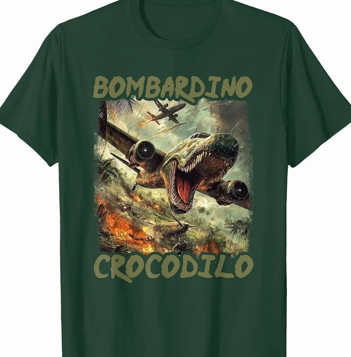 Men's Funny Bombardino Crocodilo Print Casual T-Shirt NO8 - Menswear Top, Round Neck, Simple Design, Soft Fabric, Fun Theme