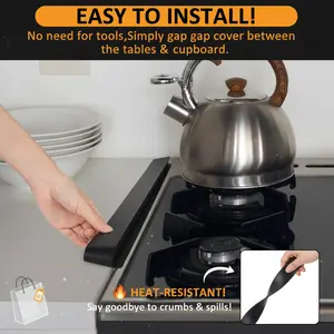 4 Pack Silicone Stove Gap Covers  21" Heat-Resistant Stove Counter Gap Filler | Easy-Clean Kitchen Guard (Black)