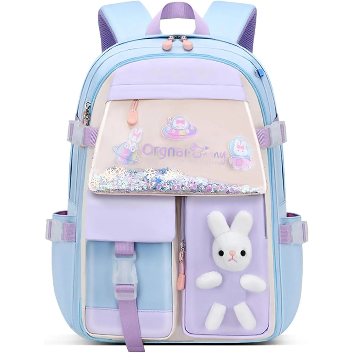 X-CBP57  Bunny Girls Backpack for School Kawaii Kids Book bags Cute Sequin School Bag for Girls
