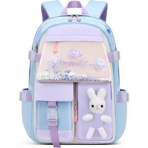 X-CBP57  Bunny Girls Backpack for School Kawaii Kids Book bags Cute Sequin School Bag for Girls