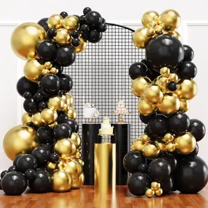 Black & Gold Balloon Garland Kit Metallic Balloons for Birthdays, New Year's & Anniversaries