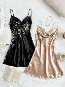 Women's Sexy Silk Sleepwear Set, 2-Piece Fashionable Nightgown & Robe, Soft Comfortable Design for Women, Ideal Gift for Her