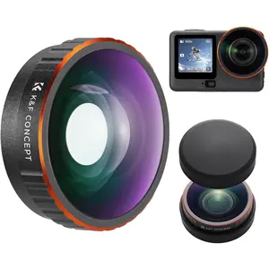 K&F CONCEPT Screw On Wide Angle Lens Compatible with DJI Osmo Action 6 Only, 185° FOV Boost Multicoated HD Optical Glass Action Camera Accessories Wider Perspective Lens with Silicone Cover