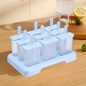 9 Grid Reusable Popsicle Mold, 1 Set Non-stick Ice Cream Maker with Handle, Household Desserts and Summer Snacks Essential, Home, Kitchen Gadgets, Freezer Frost Ice Mold, Kitchenware