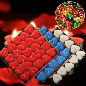 Heart-Shaped Floating Candles Box of 50, Party & Holiday Romantic Atmosphere Decorations, Perfect for Celebrations and Special Occasions