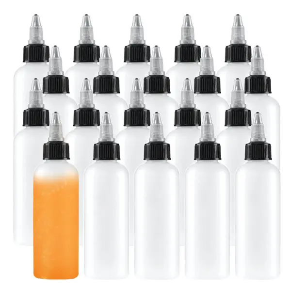 (20 Pack) Bulk Clear Leak-Proof Plastic Bottles – 4oz Boston Squeeze Bottles with Cap Lids for Crafts, Condiments, & Household Use
