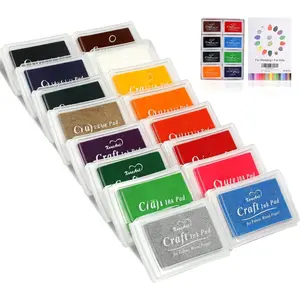 Finger Ink Pads for  Washable Craft Ink  Pads, 16 Color DIY for Rubber , Paper, Scrapbooking,  Fabric,   for