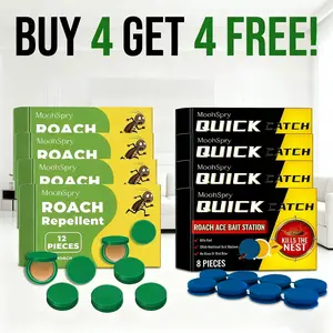 Powerful Long-Lasting Roach Control Bait, Household Essential Multiple Packs - Buy 4 Get 4 FREE, Fits Refrigerator Backs & Microwave Gaps, Blocks Warm Zone Nesting
