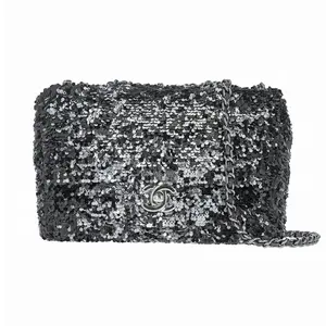 Pre-owned CHANEL Sequin Crossbody Bags Sequins Classic Single Flap Mini Black