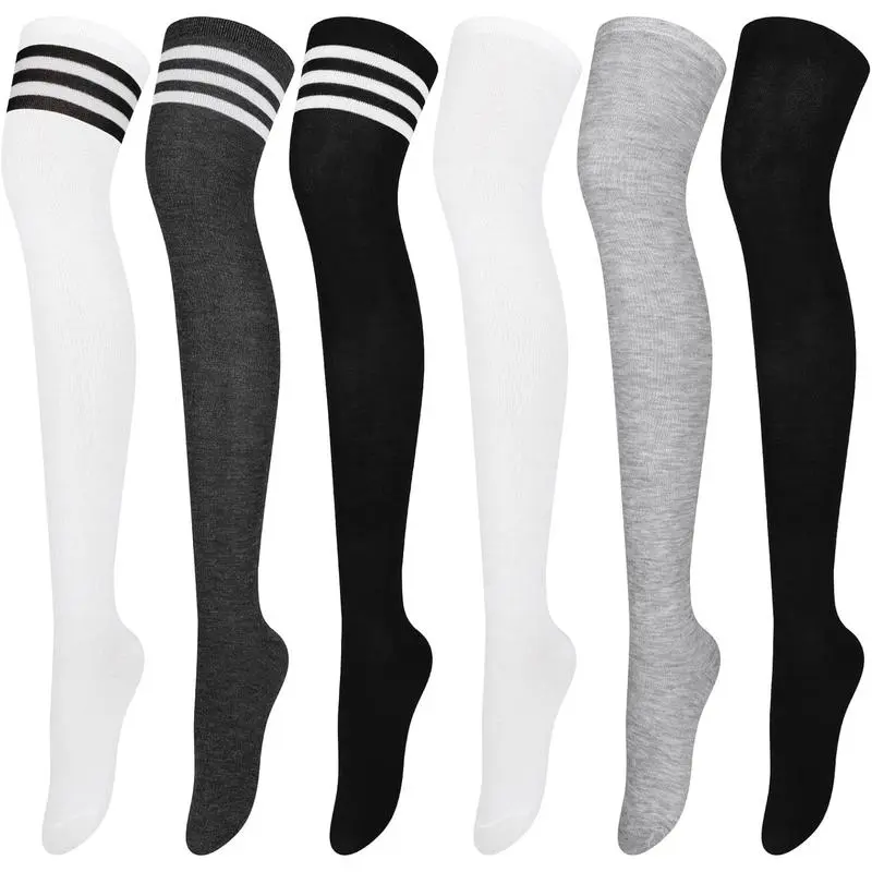 6 Pairs Over Knee Thigh Socks Knee-High Warm Stocking Women Boot Sock Leg Warmer High Socks for Daily Wear,Cosplay,Hand Tools Kits Womenswear Activewear