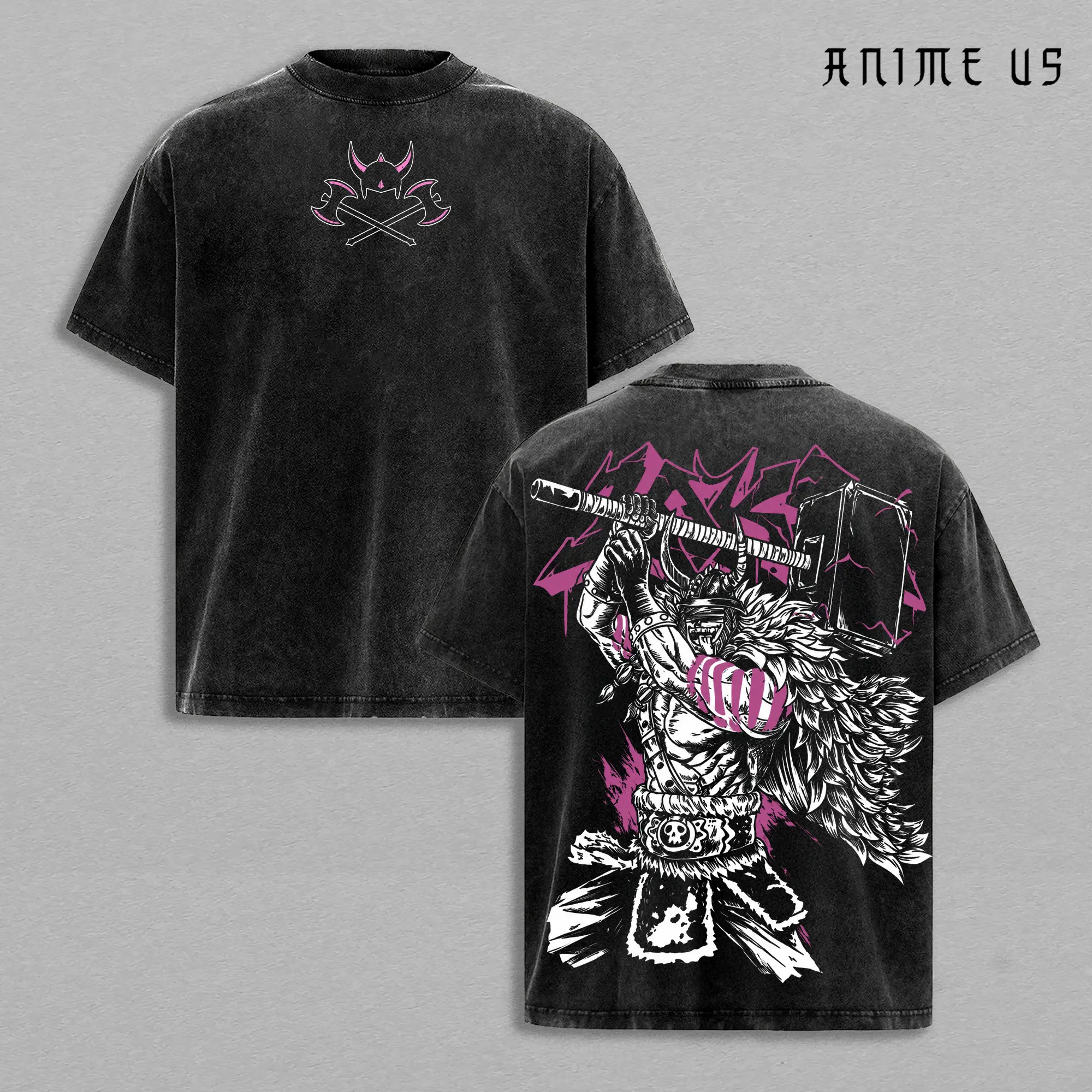 Loki One Piece Vintage Washed T-Shirt | Elbaf Prince Warrior Graphic Tee | Anime Streetwear Oversized Shirt | Heavy Cotton Manga Tee Gift for One Piece Fans