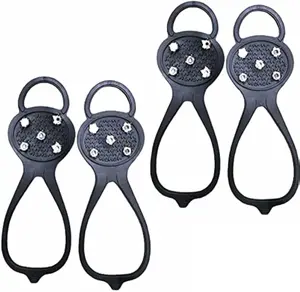 Walk Traction Cleats,Ice Cleats Anti Slip Crampons Rubber Spikes Ice Snow Grippers for Boots and Shoes for Winter Walking on Snow and Ice Climbing Hiking Mountaineering 2PCS for Man and Woman