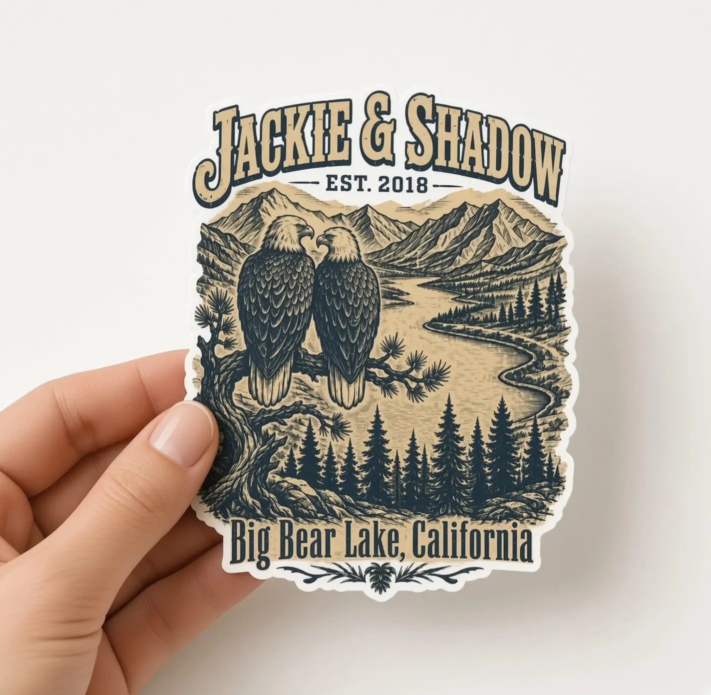 Jackie and Shadow Sticker, Big Bear Eagle Memorial Sticker, Bald Eagle Tribute Sticker, Eagle Lover Gift