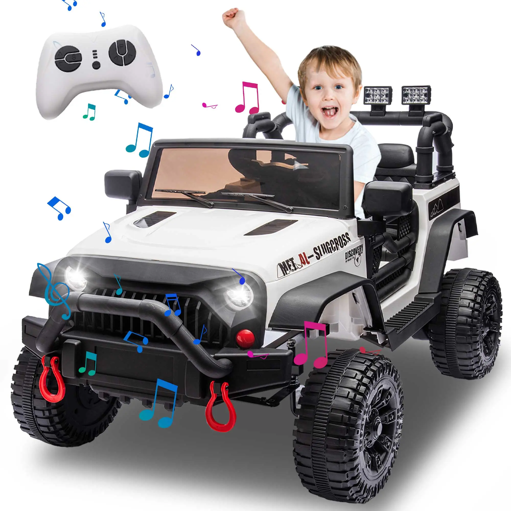 24V Modern Polypropylene Ride On Tractor Tricycle for 3-4 Years Olds, 400W Motor, Parental Control, Adjustable Speed, USB MP3 Music, Large Display, Power Indicator, Safety Belt, Double Doors, 35.94lbs Kids Ride-On Toy