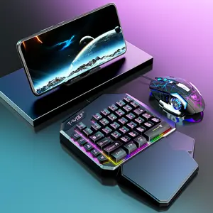 Thunderwolf Five-Piece Set Android PUBG Gaming Peripheral One-Handed Keyboard Mouse Throne Converter Stand Cross-Border Game Keyboard 203*153*35mm Mouse 132*86*40mm