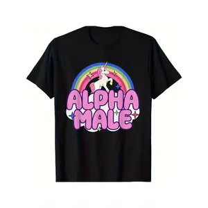 Alpha Male Unicorn Funny Sarcastic Ironic Weird Y2k Humor T-shirt