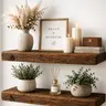 Floating Shelves Set of 2, Rustic Brown Wood 16 Inch Wall Mounted Farmhouse Storage Shelves for Bathroom, Bedroom, Kitchen Decor