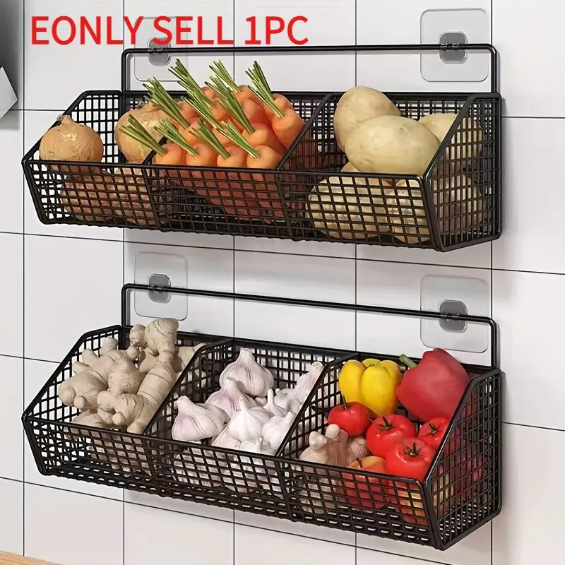 Kitchen Shelf Snacks Multifunctional Vegetable Seasoning Storage Wall Shelf Lay Shelf Hanging Basket Metal Storage Basket