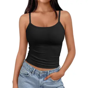 Spaghetti Strap Crop Tank Tops for Women Cute Summer Camisoles for Teens Fitted Basic Layering Cami Undershirts mms shirt Vintage Distressed Washed Monkey Tee