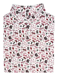USC Gamecock Gameday Polo - Lightweight Stretch Golf Polo, Breathable Casual Country Club Shirt with Allover Pattern