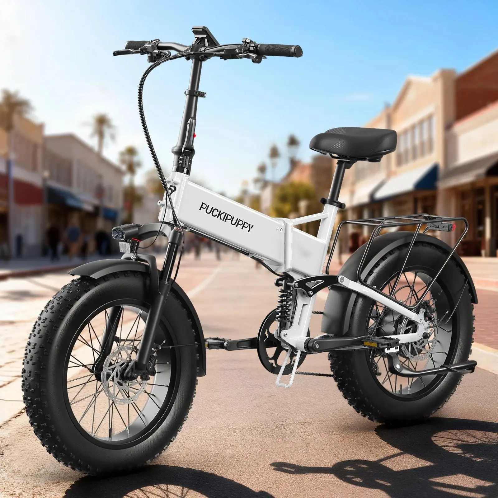 PUCKIPUPPY Dachshund Pro Folding Electric Bicycle 1350W Peak Motor E-bike 48V 15Ah Electric Bike for Adults 2-Year Warranty