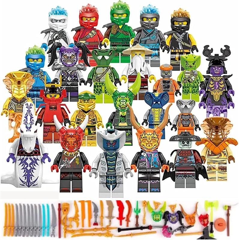 Nija Mini Action Figure Set - 24 Pack with Weapons and Collectible Building Blocks for Boys and Girls - Ninjago Anime Movies Fans MMiniCharacters Toys