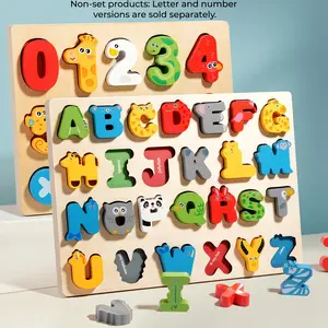 Montessori Wooden Animal Alphabet Number Puzzle Board, Shape Recognition Puzzles, Cognitive Development Toy for Kids, Ideal Gift for Christmas, Easter, Halloween