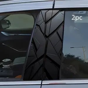 2pcs Black Fragments Car Sticker B-Pillar DIY Middle Pillar Film Decorative Car Accessory