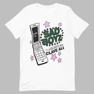 SAD BOYZ by Junior H Clave Ali T-shirt, Junior H Sad Boyz Live & Broken heart Tour, Adjustable Unisex Latino Streetwear