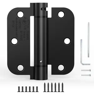 Treasem 3.5" Self Closing Door Hinges, Spring Loaded Door Hinges, Adjustable Tension with 5/8'' Radius Corners, for Garage, Front, Back Doors, Left and Right Hand, UL Listed