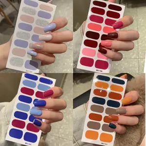 4 Piece Set Mixed Nail Art Glitter Stickers, Self-Adhesive Gel Nails, Multiple Colors, Medium Length, DIY Home Manicure Kit
