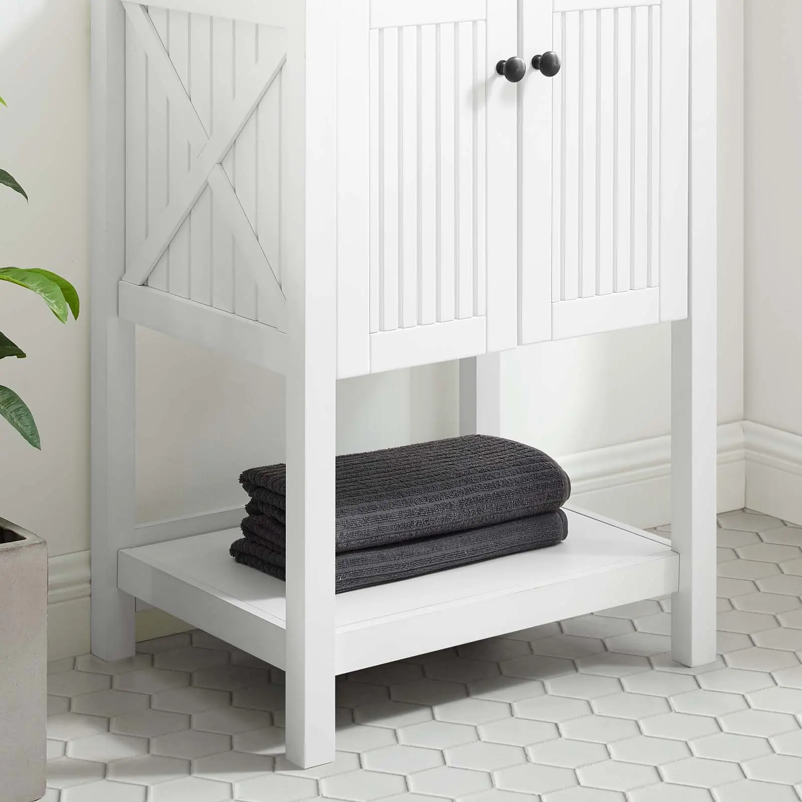 Modway Steam 23" White Bathroom Vanity Cabinet - Hidden Wood Storage Cabinet (Sink Basin Not Included), Hidden Storage Cabinet
