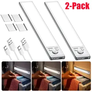 Under Cabinet Motion Sensor LED Light, 1500mAh USB-C Rechargeable, Magnetic No Drill Install, Dimmable, 76 LED 180 Lumens, Wireless for Kitchen Closet Stairs Garage Fridge