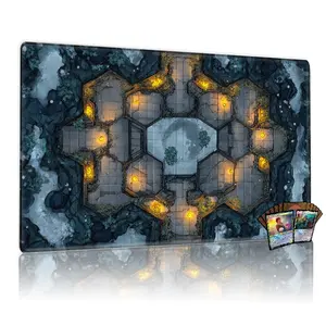 Winter Moon Hexagon Arena Game Playmat TCG MTG Battle Compatible 12x24inch Magic Table Mat Gaming Mouse Pad Ideal for Parties Family Fun Great Gift