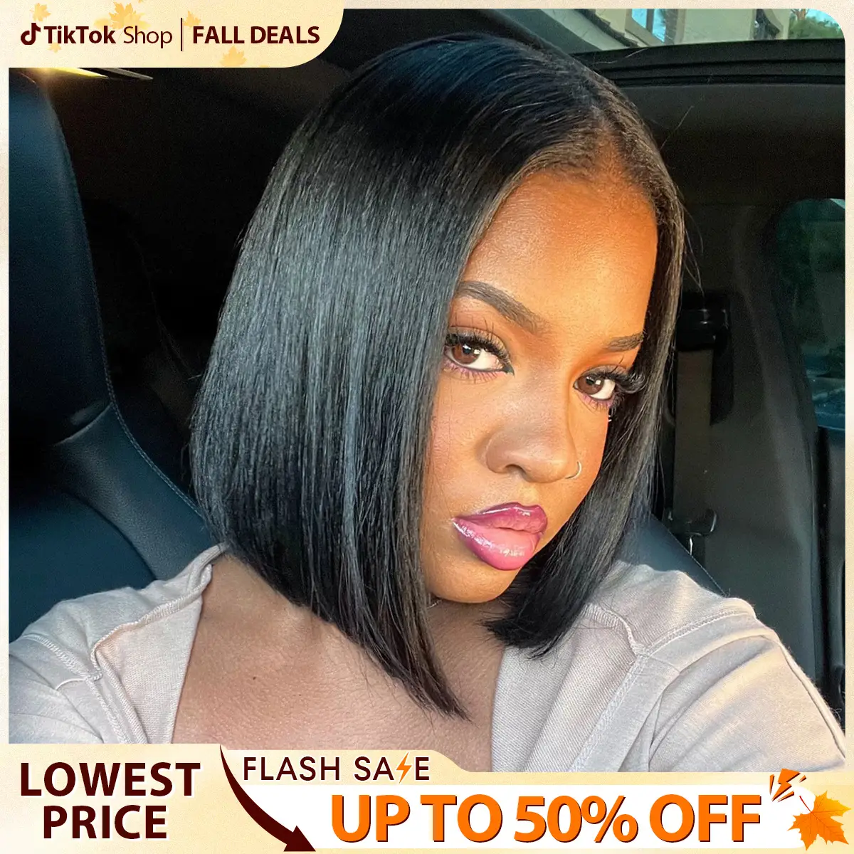 CurlyMe Wear Go Straight Bob Hair Wig Pre-bleached Pre-cut Lace Frontal Glueless Wig Pre-plucked - Natural Black #FallFreshness #TikTokShopfalldealsfo