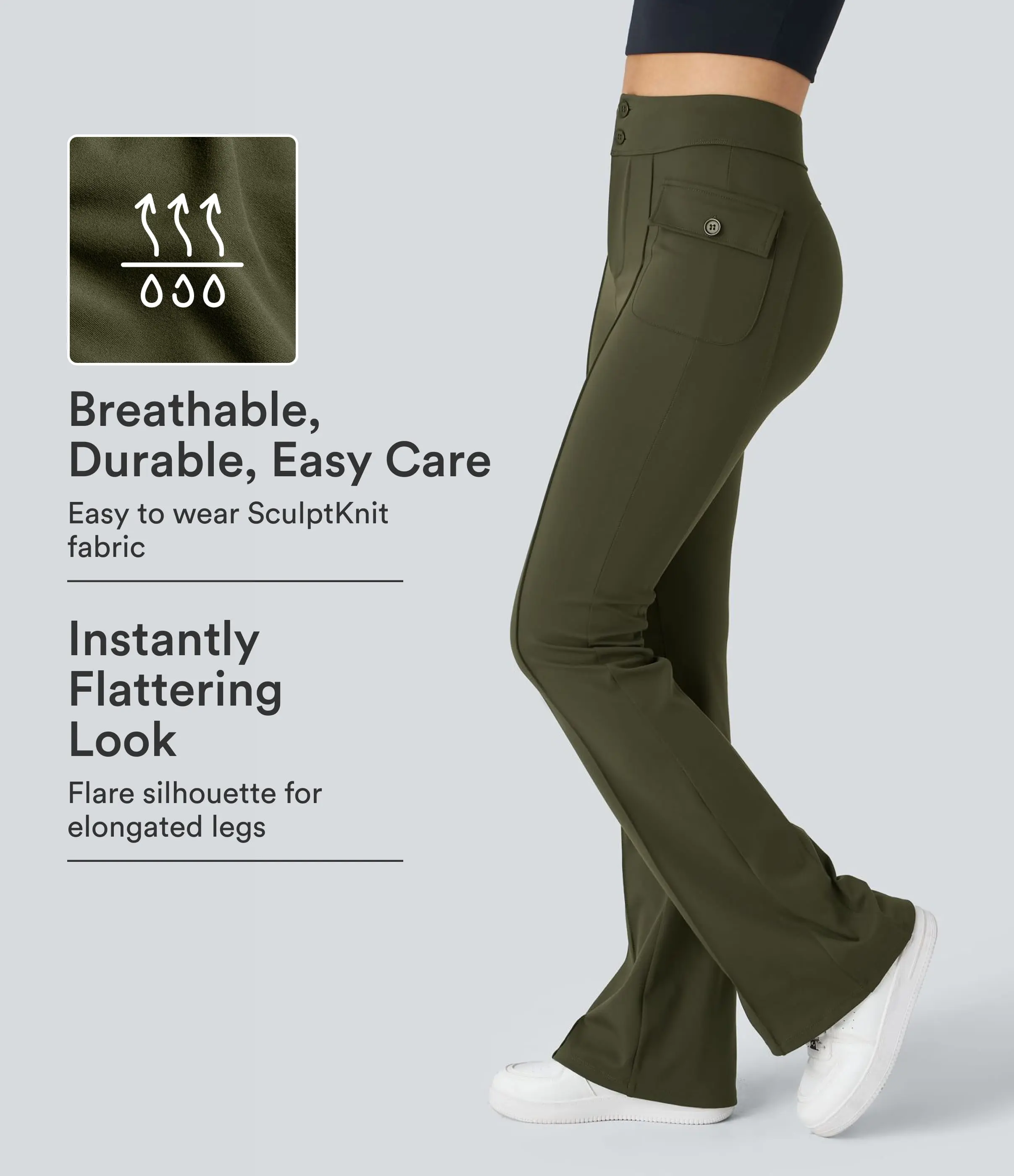 Halara High Waisted Side Flap Pocket Flare Casual Cargo Pants Halara High Waisted Side Flap Pocket Flare Casual Cargo Pants