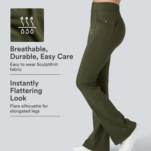 Halara High Waisted Side Flap Pocket Flare Casual Cargo Pants