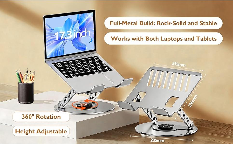 360° Rotatable Tablet Stand Adjustable Foldable Desktop Notebook Stand Holder for 10-17 Inch Laptop Tablet(Large)