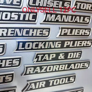 12 Pack Magnetic Toolbox Labels, 3D-Printed Tool Box Labels, Easily Reusable Tags for Steel Toolboxes, Carts, Drawers, and Cabinets
